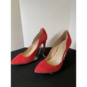 Jessica Simpson Vivienni Red Suede Leather Pumps Heels Shoes Size 8M Excellent!